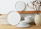 12 Piece Dinnerware Set Dish Dinner Plates Stoneware Service For 4 White Speckle