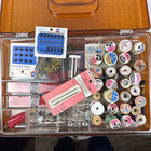 Vintage Wilson Wil-hold Sewing Box Filled With Notions Thread Pins Buttons