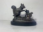 Squirrels Antique Cast Metal Brass Figure Sculpture Wood Base 1 75 Lbs 5    Tall