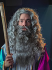 Grey Wizard Beard And Wig - Halloween Funny Father Time Costume Accessory For