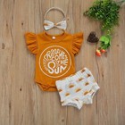 3pcs Newborn Infant Baby Girl Summer Clothes Ruffle Sleeve Romper Short Headband