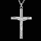 Jesus Christ Crucifix Catholic Latin Cross  925 Sterling Silver Necklace Pendant