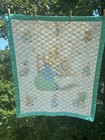 Beatrix Potter Peter Rabbit Baby Quilt White Ruffle Vintage Nursery Blanket