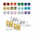 12 Pairs Stainless Steel Square Cz Rhinestone Ear Piercing Stud Earrings Women s