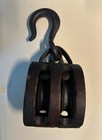 Vintage 1930   s Madesco Double Tackle Block Pulley wood farm Barn nautical Ship