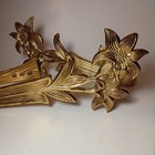 Set Of 2 Vintage Brass Flower Curtain Tie Backs Hooks