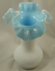 Vintage White Glass Overlay Pale Blue Vase