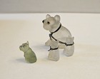 Antique Satin Glass Bulldog Figurines Lot  damage 