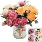 Artificial 9 Heads Silk Peony Flower Wedding Bouquet Home Party Outdoor Decor Us