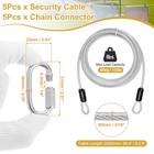 5set 3 16  Dia 8 2ft Security Steel Cable With Loops Clear   Quick Links