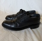 Vtg Black Leather Wing Tip Oxfords Imperial Brogue Dress Shoes Sears 9 5d Euc