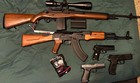 Airsoft Gun Lot  Ak-style Rifle  2 Rifles  3 Pistols  Scope   Need Gone As Is 