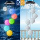 Led Color Changing Solar Wind Chimes Lights Hanging Hummingbird Ball Garden Lamp