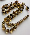 Natural Baltic Amber 19g  Islamic Prayer Rosary 33 Barrel Beads Tasbih Pressed