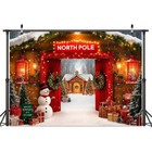 10x8ft Christmas Photography Backdrop Winter Forest Wooden Barn Door North Pole