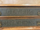 Antique Clarks Mile End Oak 2 Drawer Spool Cabinet Tin Front Original Handles