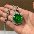 Real Natural Perfect Ice Green Jade Jadeite Peace Buckle Pendant necklace