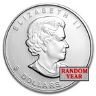 Random Year - 1 Oz Canadian Silver Maple Leaf  5 Coin  9999 Fine Silver - Bu 