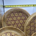 Vtg Woven Wicker Brown Bamboo Baskets Round Nesting Boho Wall Decor Set Of 5
