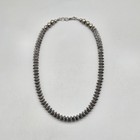 16  8mm Sterling Fluted Navajo Saucer Bead Necklace Southwest Oxidized Squash