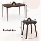 5 Pcs Dining Table Set For 4 W 4 Upholstered Stools Rubber Wood Legs For Kitchen