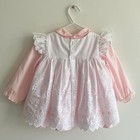 Vintage 80s Petit Jouet Baby Togs 2 Pc Dress Set 18m Pink White Eyelet Lace