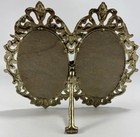 Vintage Victorian Ornate Brass Standing Double Oval Two 2 Picture Frame Metal