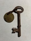Vintage Antique Hotel Motel Room Key Brass Fob With Skeleton Key  19 1920 s-30 s
