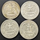 Lot Of  4  1964  d  Washington Quarters      90  Silver Eagle Fine  1a