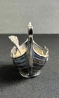 David Andersen Sterling Viking Ship Salt Cellar Oxidized W  Spoon - Norway