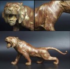 Antique Japanese Bronze Tiger Figurine Okimono Meiji Era Crystal Eyes L13 