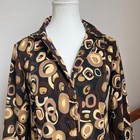 Vintage 90s Y2k Brown Geometric Print Blazer Jacket Artsy Avant Garde Funky