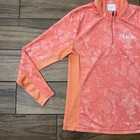 Huk Womens Large Coral Camo Hooded 1 4 Zip Performance Fishing Shirt