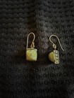Irish Connemara Marble Dangle Earrings With Four Leaf Clovers On The Side