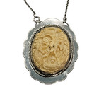 Vtg Hand Carved Chinese Dragon Pendant Necklace Set In Silver 18  Chain