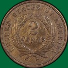 1865 Two Cent Piece Almost Uncirculated Au Coin  Cleaning  36022