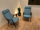 Pair Of Vintage Teak Mid-century Modern klarinett  Lounge Chairs