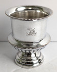Antique Regency Style Silver Mini Urn With Crest Matchstick Toothpick Holder