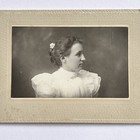 Antique Cabinet Card Photograph On Board Beautiful Young Woman Side Profile