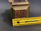 Vtg 1960s Hollywood Regency Jewelry Box Filagree Ormolu Beveled Glass Footed Sm