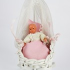 Vintage Wicker Western Germany Doll Miniature Baby Bed Crib Bassinet W Netting