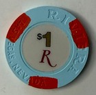 Riviera Hotel  1 Casino Chip Las Vegas Nevada Obsolete