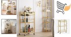 Bar Cart Metal Gold 3-tier Mirrored Shelf Wine Rack Mobile Serving