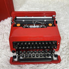 Olivetti Valentine Typewriter Red With Case Rare Collectible Made In Italy Used