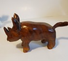 A Folk Art Hand-carved Wooden African Rhinoceros Animal Figurine Sculpture