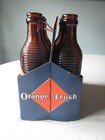 Vintage 1950 s  Orange Six Pack Carton- Handipak  With Six 7 Oz Amber Bottles 