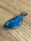Vintage M  Lee Navajo Sterling Silver Turquoise Large Drop Handmade Pendant 16g