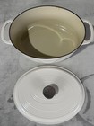 Lodge Cast Iron Dutch Oven Oval White Enamel With Lid 7 Qt 6 6 L