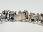 Mcm Vtg Modernist Brutalist Oxidised Panels Sterling Silver Link Chain Bracelet