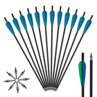 12pcs 20  Carbon Crossbow Bolts Arrows   12pcs Crossbow Broadheads Set Hunting